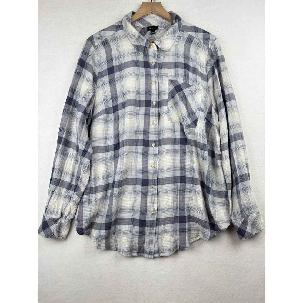 Torrid Button Down Shirt Womens 2 Plaid Chest Pocket Casual